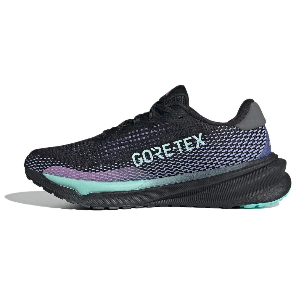 Adidas Supernova GTX GORE-TEX Womens Sz 7.5 Black Semi Flash Aqua Shoes ID6305 - Picture 2 of 6